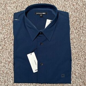 Classic Solid Blue Stretch Cotton 1MX Dress Shirt